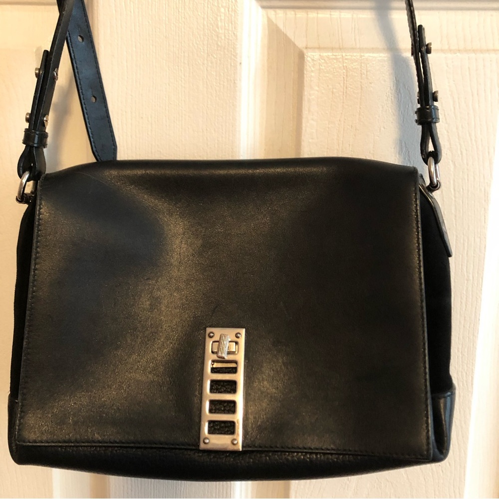 $1650 Proenza Schouler Black Leather Elliot Shoulder Crossbody Messenger Bag - Picture 5 of 13